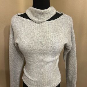 No Boundaries Light Gray Cowl Neck Sweater